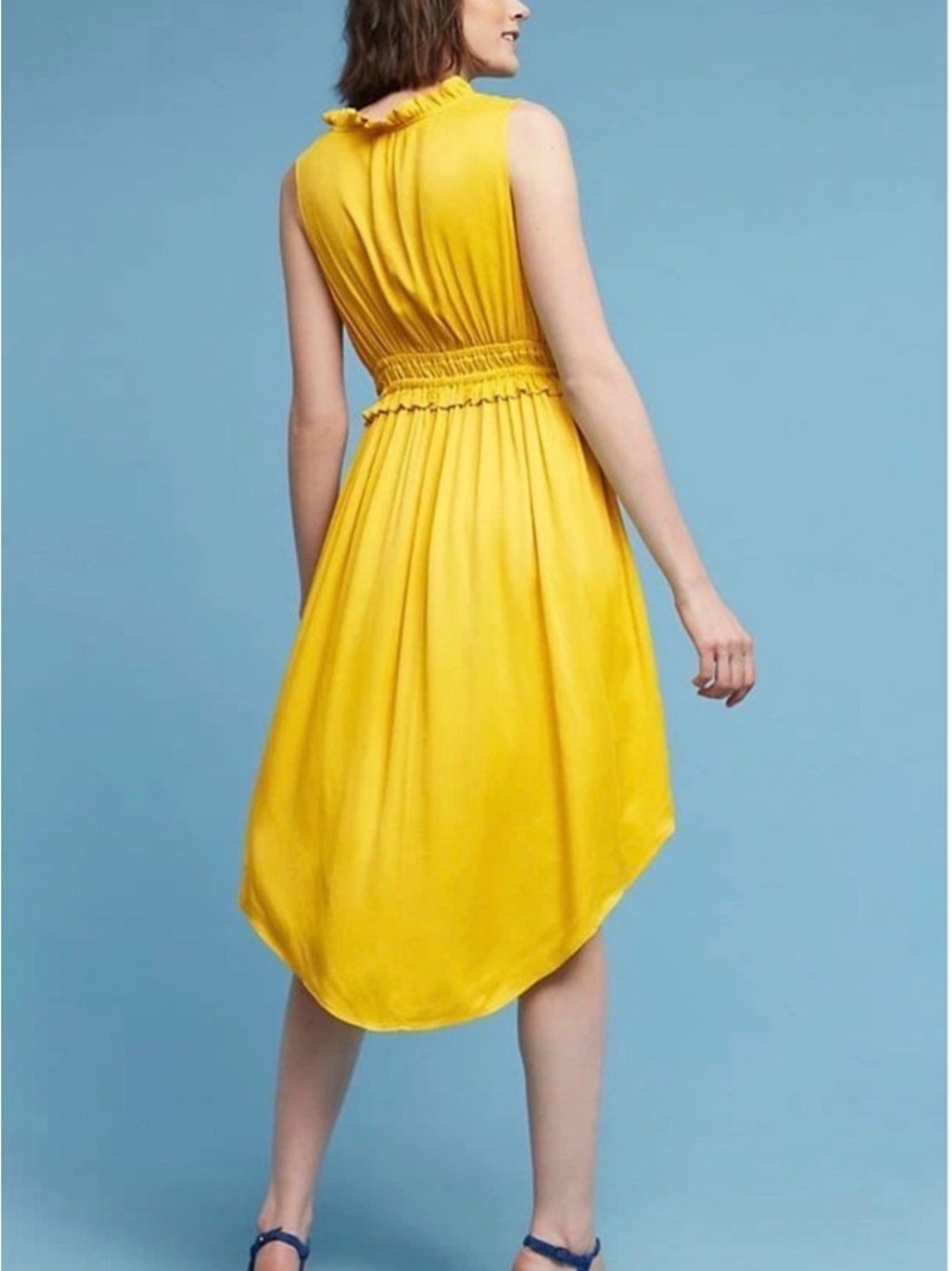 Maeve Anthropologie La Habana Dress Women's Small Yellow Ruffle Midi Sundress - Picture 2 of 16